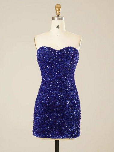 Short Sweetheart Velvet Sequin Prom Dress for Sale