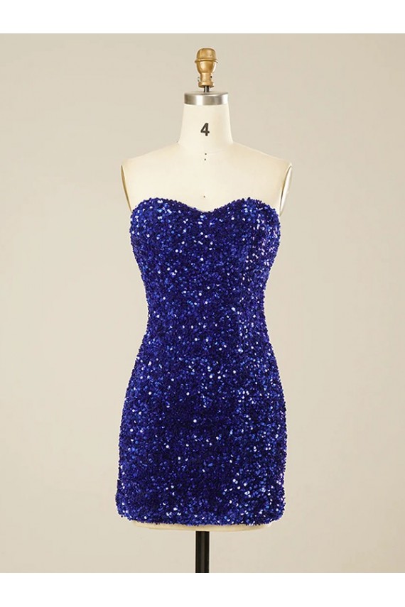 Short Sweetheart Velvet Sequin Prom Dress for Sale