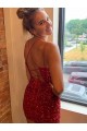 V-Neck Sleeveless Short Velvet Sequins Prom Dress for Sale