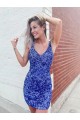 Short Velvet Sequin V-Neck Sleeveless Prom Dress for Sale