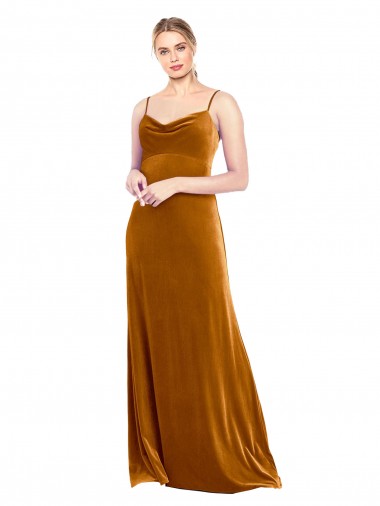 Long Velvet Cowl Neck Slip Bridesmaid Dress / Prom Dress for Sale