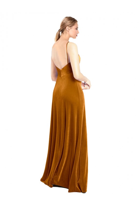 Long Velvet Cowl Neck Slip Bridesmaid Dress / Prom Dress for Sale