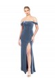 Draped Sleeves Wide Scoop Neck Off the Shoulder Velvet Bridesmaid Dress / Prom Dress for Sale