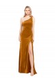 Sleek One Shoulder Long Formal Velvet Bridesmaid Dress / Prom Dress for Sale