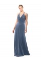 Halter Cowl Neck Long A-Line Velvet Bridesmaid Dress / Prom Dress with Keyhole Back for Sale