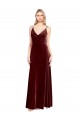 Faux Surplice Neckline Slim A-Line Long Velvet Bridesmaid Dress / Prom Dress for Sale
