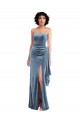 Strapless Formal Velvet Maxi Bridesmaid Dress / Prom Dress with Draped Skirt for Sale
