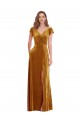 Cap Sleeve Faux Wrap Formal Velvet Maxi Bridesmaid Dress / Prom Dress with Pockets for Sale