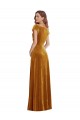 Cap Sleeve Faux Wrap Formal Velvet Maxi Bridesmaid Dress / Prom Dress with Pockets for Sale