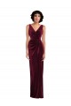 Draped Skirt Faux Wrap Velvet Maxi Bridesmaid Dress / Prom Dress for Sale