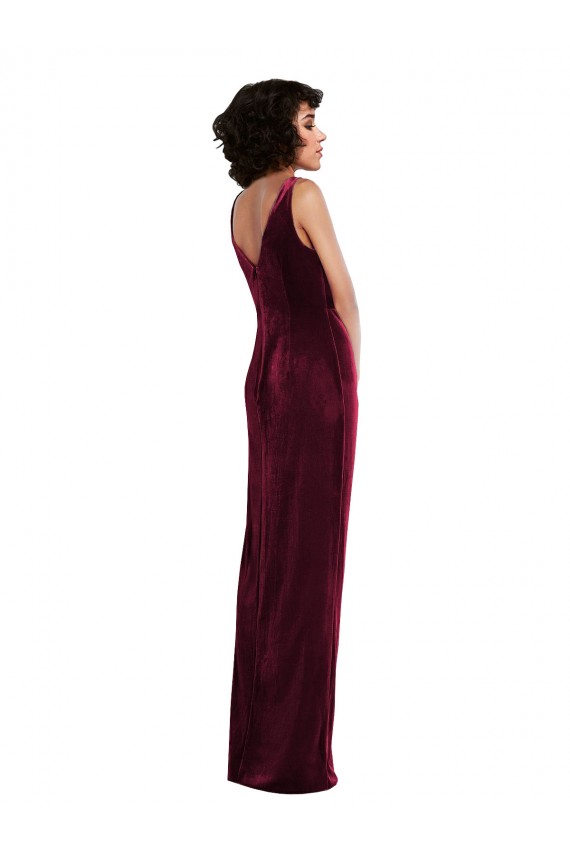 Draped Skirt Faux Wrap Velvet Maxi Bridesmaid Dress / Prom Dress for Sale