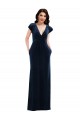 Flutter Sleeve Wrap Bodice Formal Velvet Maxi Bridesmaid Dress / Prom Dress with Pockets for Sale