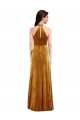High-Neck Halter Velvet Maxi Bridesmaid Dress / Prom Dress with Front Slit for Sale