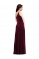 One Shoulder Spaghetti Strap Velvet Maxi Bridesmaid Dress / Prom Dress with Pockets for Sale