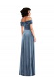 Draped Cuff Off the Shoulder Velvet Maxi Bridesmaid Dress / Prom Dress with Pockets for Sale