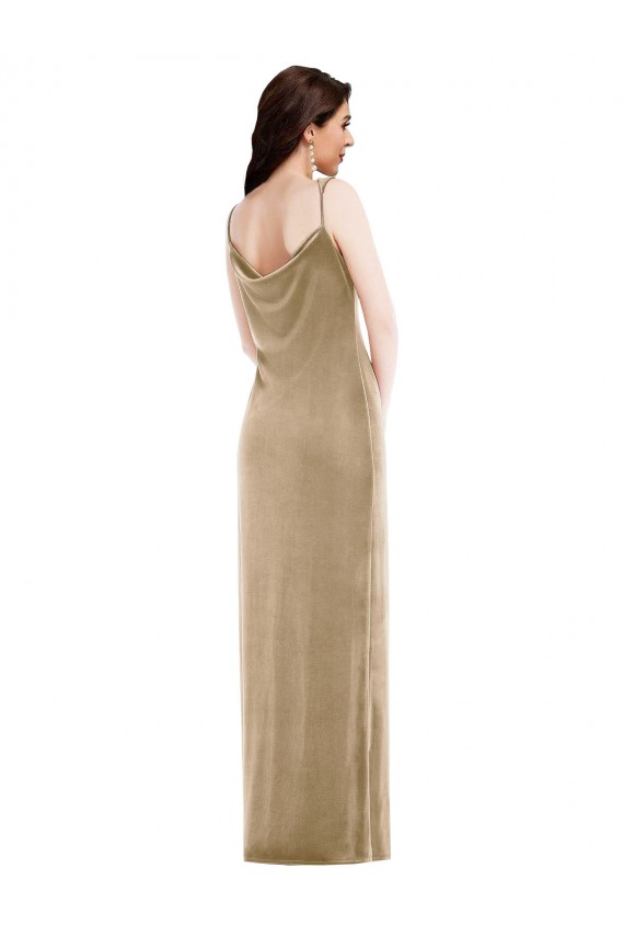 Asymmetrical One Shoulder Formal Velvet Maxi Slip Bridesmaid Dress / Prom Dress for Sale