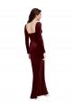 Sleek Square Neck Spaghetti Straps Velvet Bridesmaid Dress / Prom Dress with Side Slit for Sale