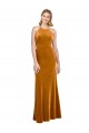 Halter Neckline Long Full Length Formal Velvet Bridesmaid Dress / Prom Dress with Strappy Back for Sale