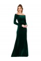 Off the Shoulder Long Sleeves Formal Stretch Velvet Bridesmaid Dress / Prom Dress for Sale