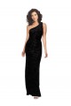 One Shoulder Long Sheath Sleeveless Floral Velvet Bridesmaid Dress for Sale