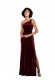 Formal One Shoulder Floor-Length Velvet Bridesmaid Dress / Prom Dress for Sale