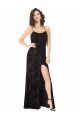Floral Velvet Cowl Neck Bridesmaid Dress with Skirt Slit for Sale