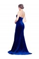Strapless Ruched Formal Velvet Bridesmaid Dress / Prom Dress with Sweep Train and Front Slit for Sale
