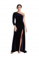 One Sleeve Long Formal Velvet Bridesmaid Dress / Prom Dress with Thigh High Split for Sale
