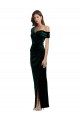 Long Asymmetric Neckline Ruched Formal Velvet Bridesmaid Dress / Prom Dress for Sale