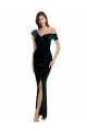 Long Asymmetric Neckline Ruched Formal Velvet Bridesmaid Dress / Prom Dress for Sale