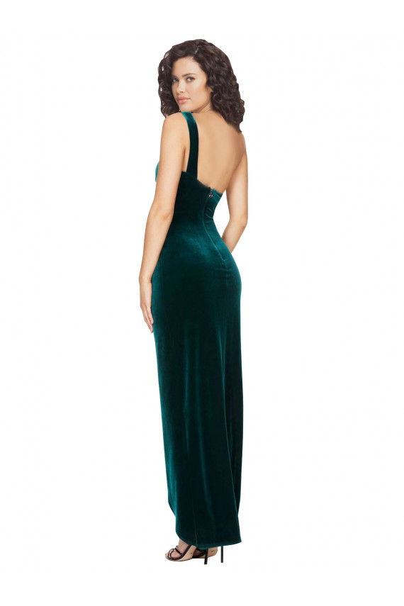 One Shoulder Velvet Front Wrap Bridesmaid Dress / Prom Dress  for Sale