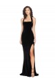 Halter Neck Wide Straps Long Velvet Bridesmaid Dress / Prom Dress with Side Split for Sale