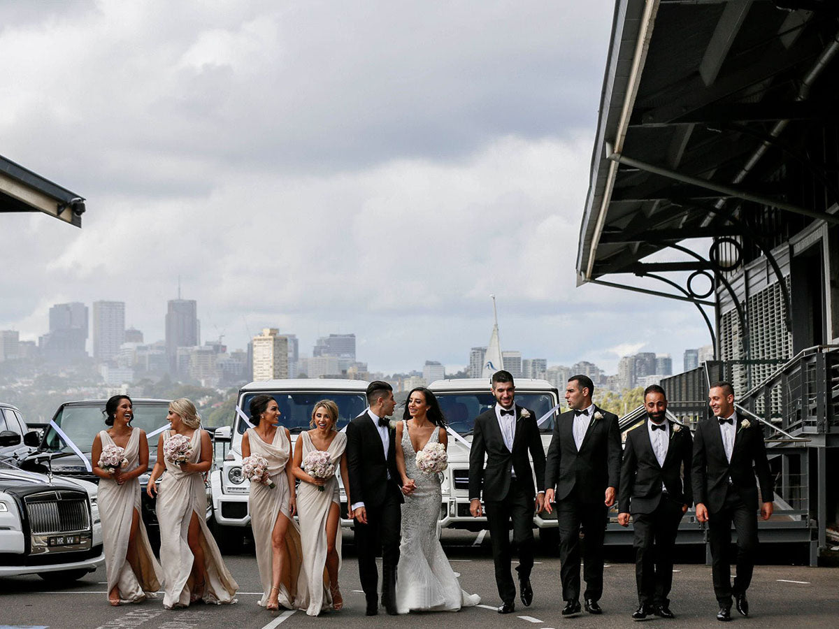 Full Length Luxe Chiffon Long Champagne bridesmaid dresses for sale with Sexy High Slit and Front Ruffles